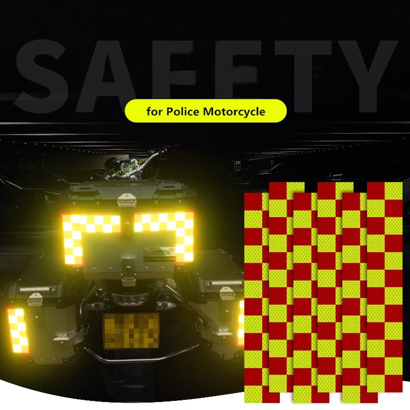 6PCS Batenburg Reflecterende Sticker voor Politie Motoren Kofferbak Auto Decal Night Zichtbare Waarschuwing Tape Decoratie Gemaakt met 3M