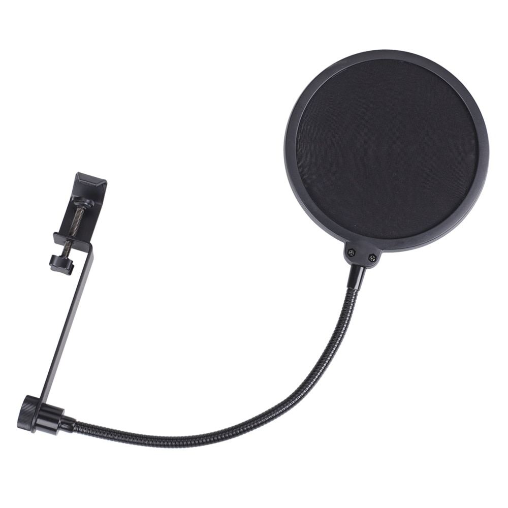 Microfoon Pop Filter Shield Dubbele Gelaagde Wind Screen Voorruit Flexibele 360 Graden Zwanenhals Clip Voor Microfoon
