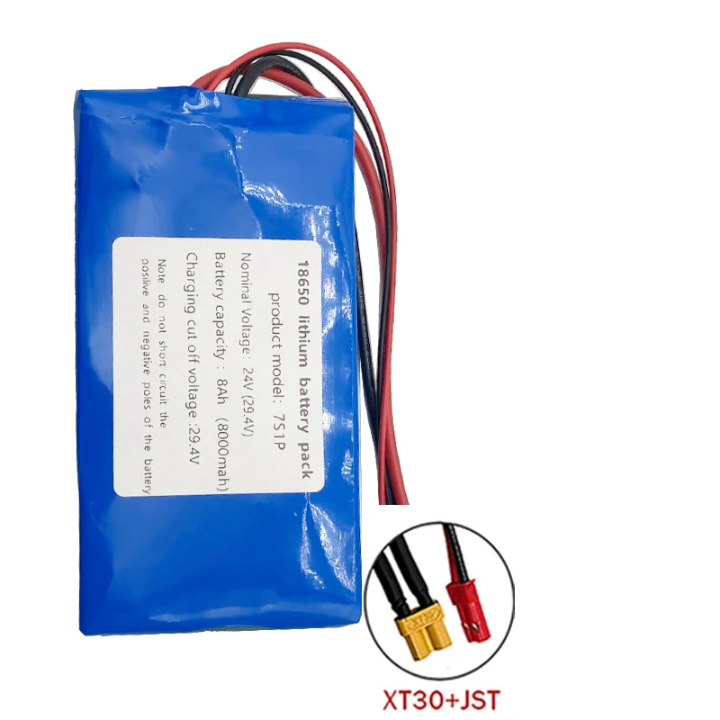 18650 7S1P 25,2 V 24 V 8000 mAh Li-Ionen-Akku mit BMS, zur Überwachung von Lautsprechern, kleiner wiederaufladbarer Elektro-Einrad-Akku: Grau