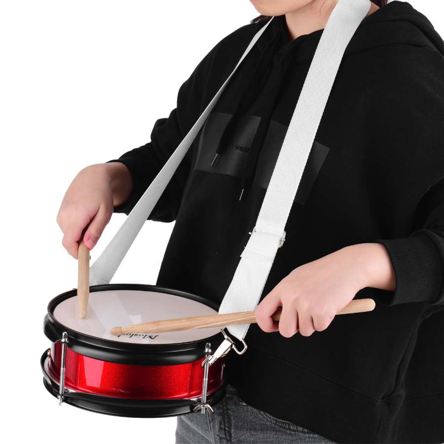 Muslady 12inch Snare Drum Head with Drumsticks Shoulder Strap Drum Key for Student Band percussion instrument: 8inch red