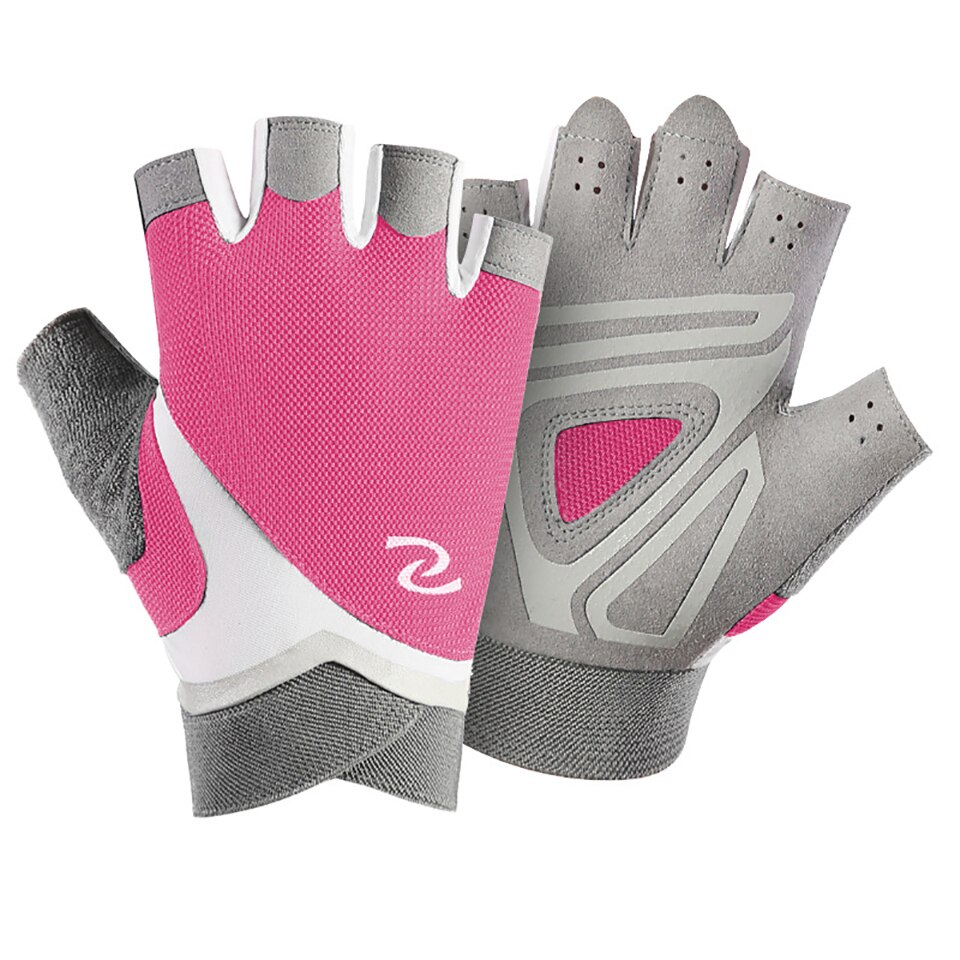 LOOGDEEL Fitness guanti mezze dita antiscivolo attrezzature per il Fitness traspiranti manubri allenamento palestra Body Building guanti da ciclismo: Pink / S