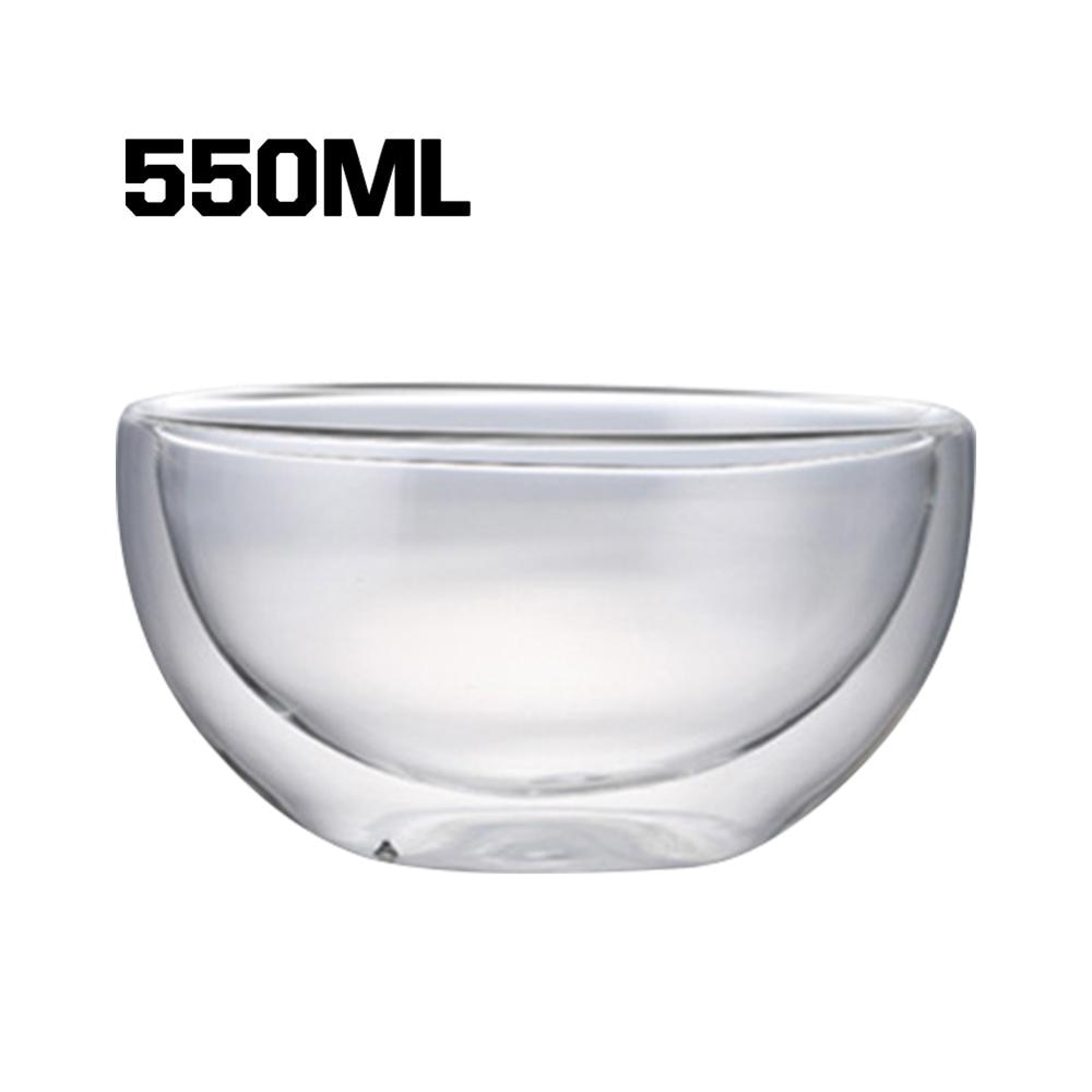 Double Layer Heat-resistant High Borosilicate Glass Bowl Salad Bowl Microwave Tableware Ice Cream Heatproof Salad Dinnerware: 550ml