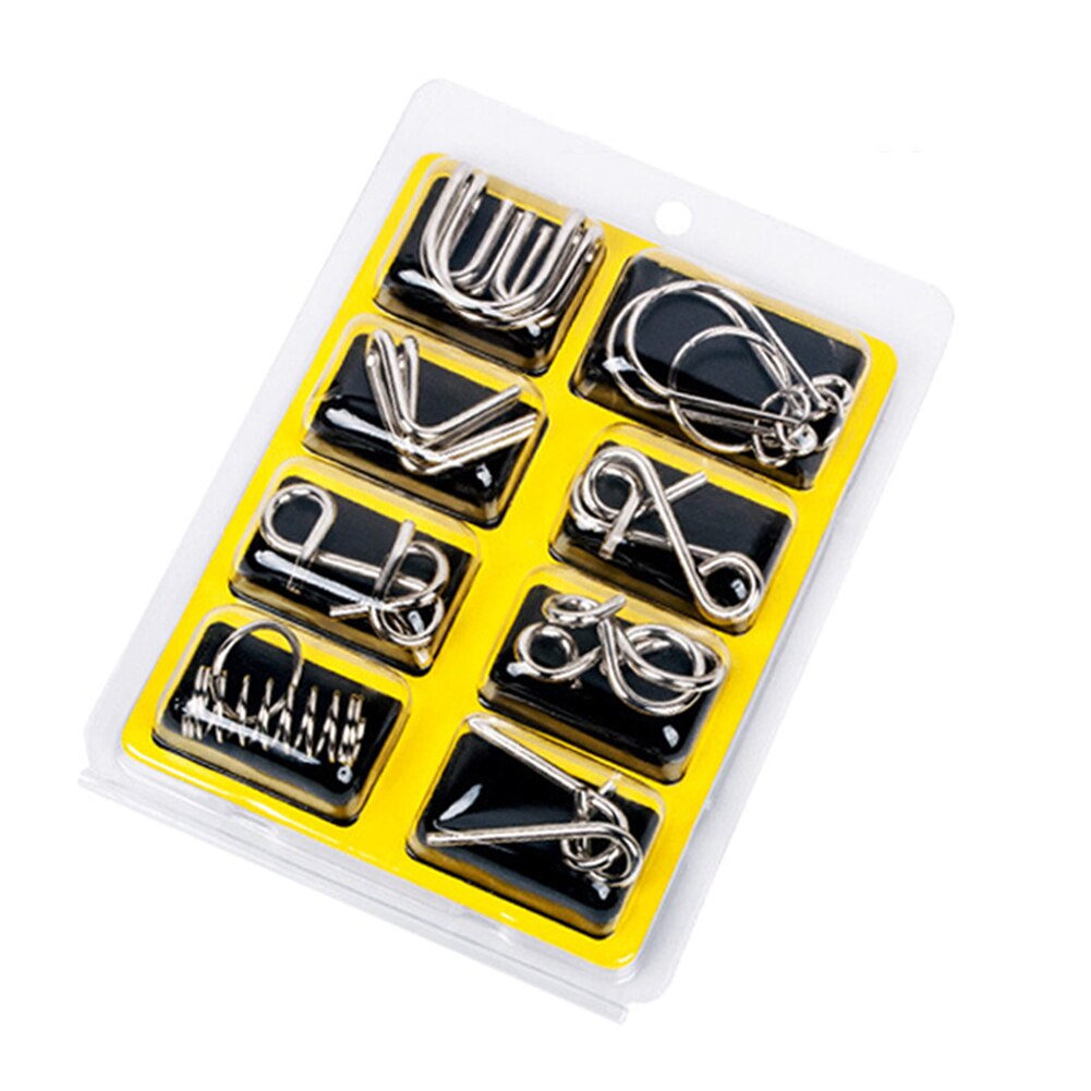 Nine-link toy intelligent brain storm adult children metal puzzle ring solution children's educational toy iq game for adults: Yellow