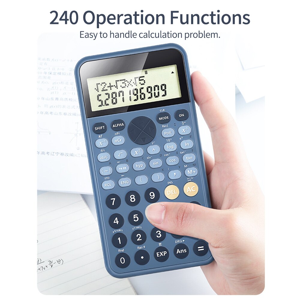 Portable Multi-functional Scientific Calculator with 2 Line Display 240 Functions Mathematics Calculating Tool