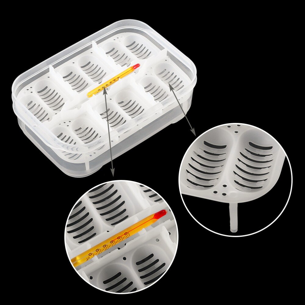 Plastic 12 Holes Reptile Geckos Egg Incubation Tray With Thermometer Incubating Snake Eggs Incubation Tool