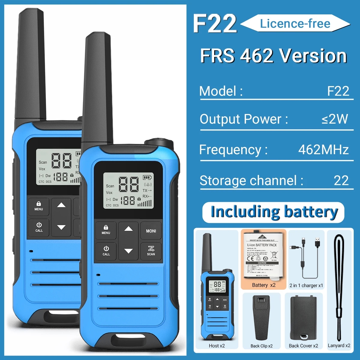 2 Stück baofeng f22 mini walkie talkie pmr446 frs tragbares Zwei-Wege-Radio-LCD-Display-Typ-C-Ladegerät für die Jagd: Grau