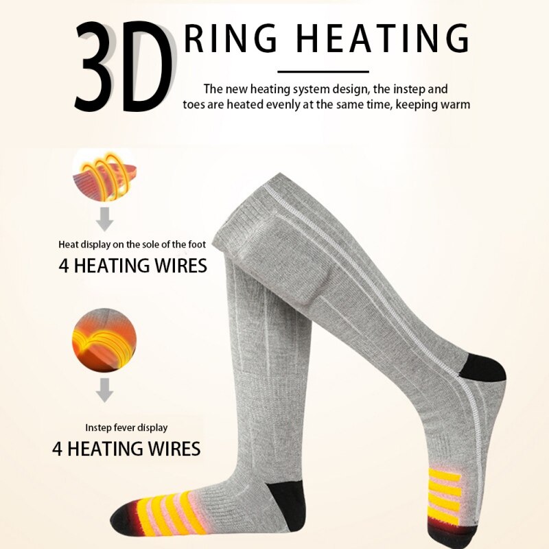 Men Women Winter Warm Electric Heating Socks DC Interface Rechargeable Outdoor Skiing Hiking Cycling Climbing Heating Socks