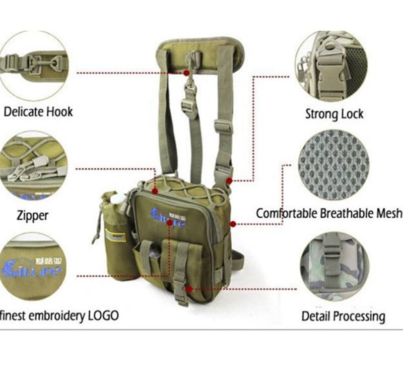 Uk vattentät canvas fiskeredskap väska pack midja skuldra lockspö förvaringsväska
