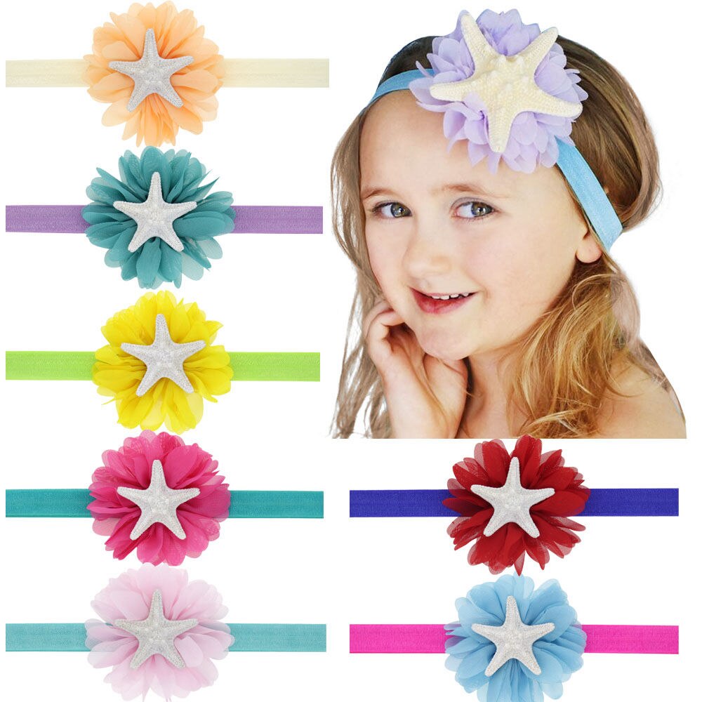 Mermaid sea shell flower elastic headband soft baby mermaid headband, Baby toddler headband, under the sea photo prop HB341S