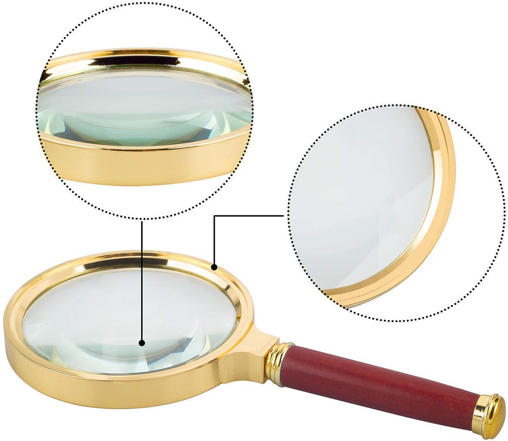 Draagbare Vergrootglas 6X Handheld Houten Handvat Vergrootglas Eye Loep Glas