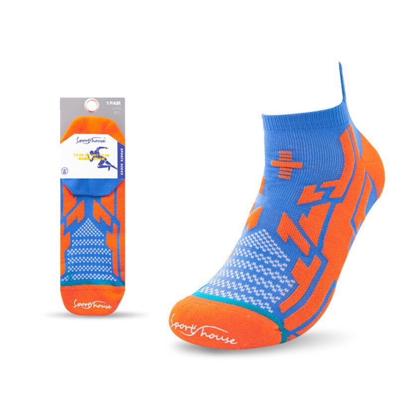 2pary mężczyźni bawełniane skarpety oddychające antypoślizgowe letnie profesjonalne bieganie kompresji maraton skarpety amortyzacja 2021 nowy: niebieski