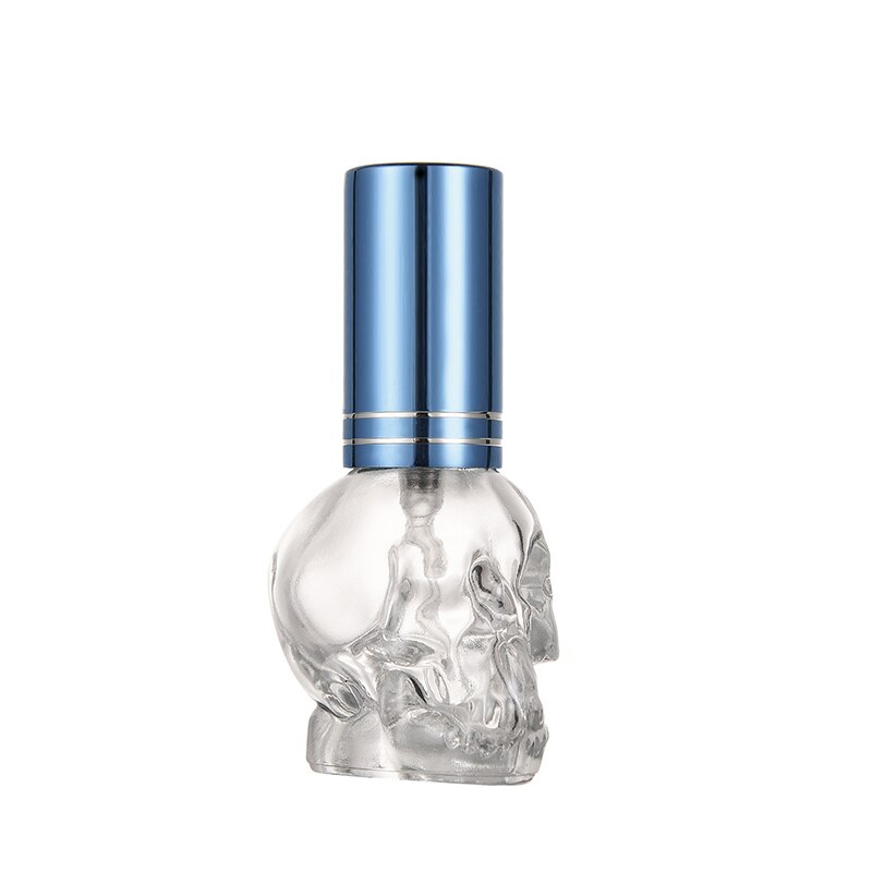 Nbyaïque tête de crâne fendu bouteille vide bouteille en verre parfum en vrac bouteille vide 8ML verre vaporisateur parfum bouteille vide: blue