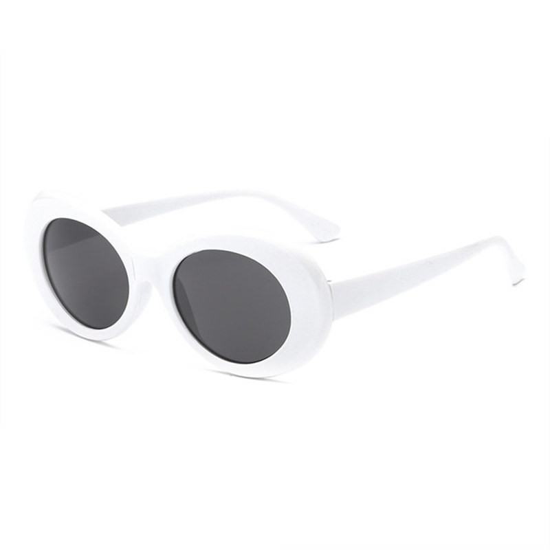 Yooske clout beskyttelsesbriller nirvana kurt cobain runde solbriller til kvinder mænd mærke briller retro solbriller  uv400 briller: Hvid grå