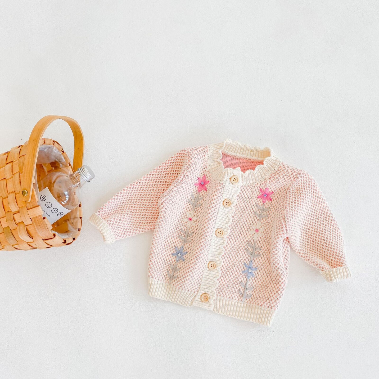Koodykids Baby Girl Autumn Knitted Wool Sweater Coat Conjoined Sweater Baby Toddler Girls Spring Baby Girl Clothes Outfit 0-2
