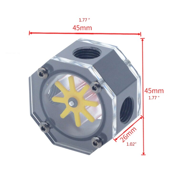 B36C Pc Water Flow Meter G1/4 Draad Computer Waterkoeling Flow Meter, 8 Waaier Flow Meter Indicator Voor Pc Waterkoeling