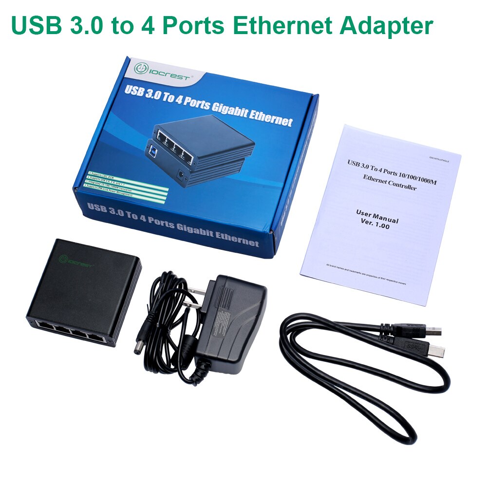 USB3.0 to 4 Ports ethernet controller adapter 10/1... – Grandado