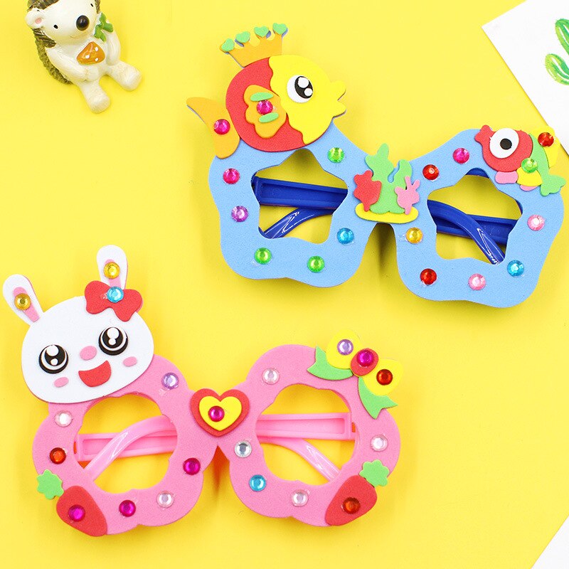 DIY Glasses Baby Kids Children Handmade EVA Glasses Frame Cartoon Glasses Stickers Kids Puzzle Toys Craft Toys