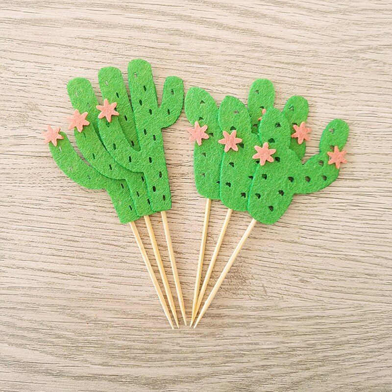 Venta de liquidación ~ 42 Uds cactus/suministros de de fieltro bonito/adornos para cupcakes/selecciones para chico decoraciones para de cumpleaños/niños niñas