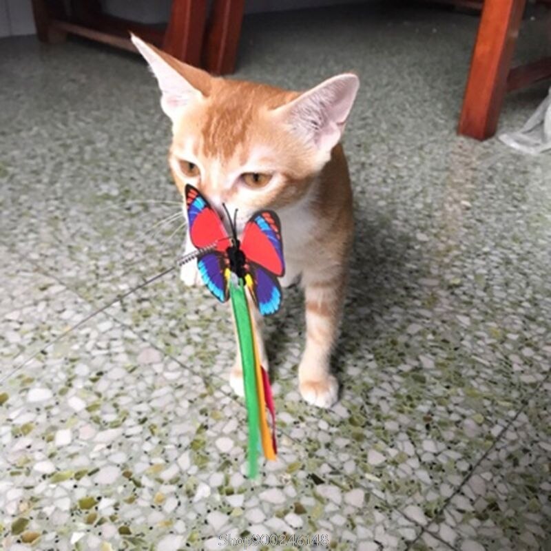 3Pcs Funny Cat Toy Butterfly Kitten Electric Flutter Rotating Butterfly Refills Cat Teaser Toy Replacement S18 20