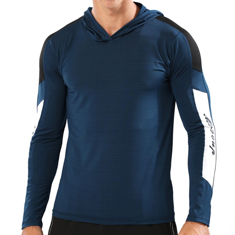 Wosawe herr ourdoor joggingjackor cykeljackor löparjackor fitness sport kappa huva tight hoodie gym fotboll träning: Havsblått / Xxl