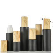 20/30/40/50/60/80Ml Zwart Matte Glas Spray Fles Leeg Geur Parfum hervulbare Fles Met Bamboe Deksel Cosmetische Container