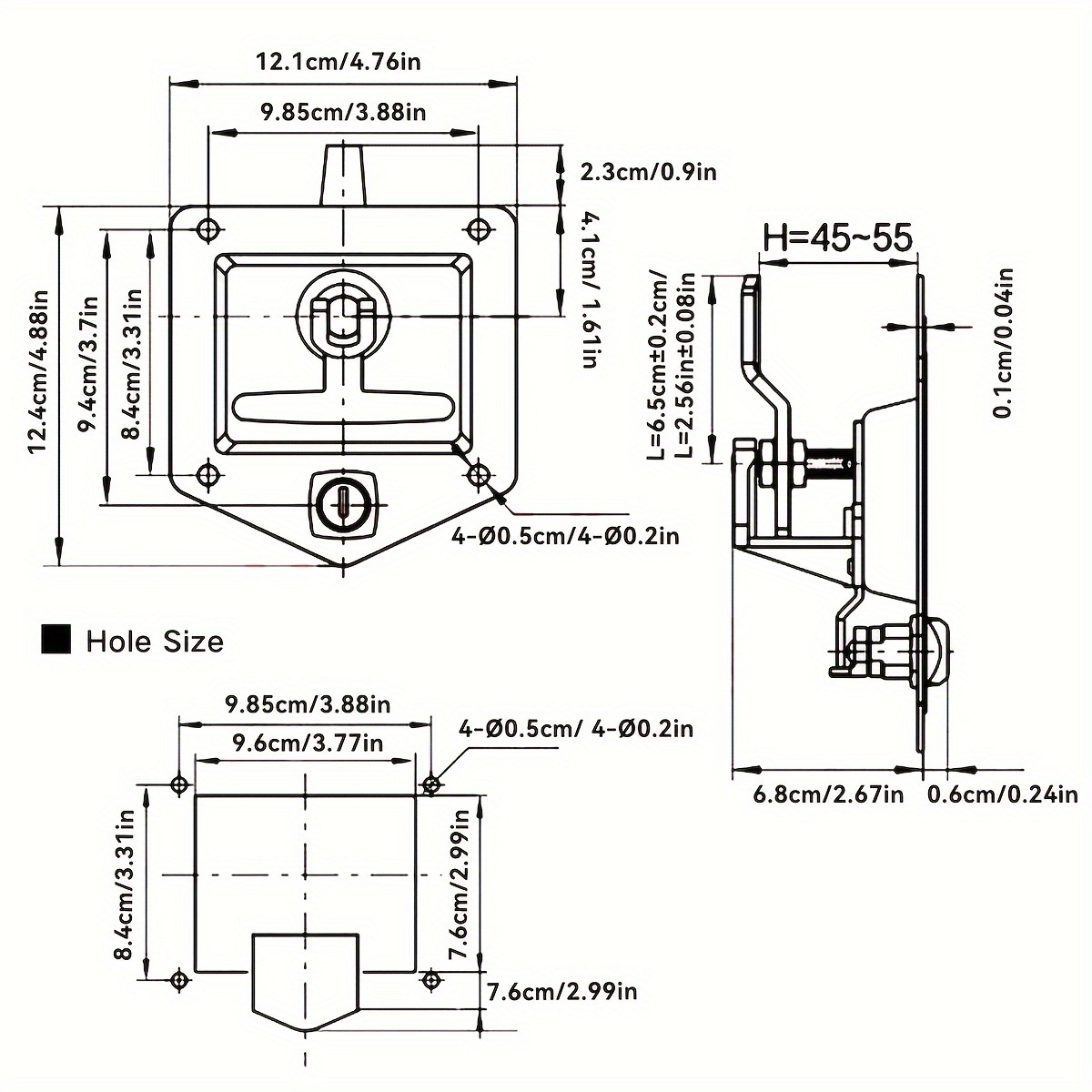 Trailer Door Latch T-Handle Lock Highly Polished Stainless Steel Keys with Gasket - Folding T Handle Latch RV Camper Truck.