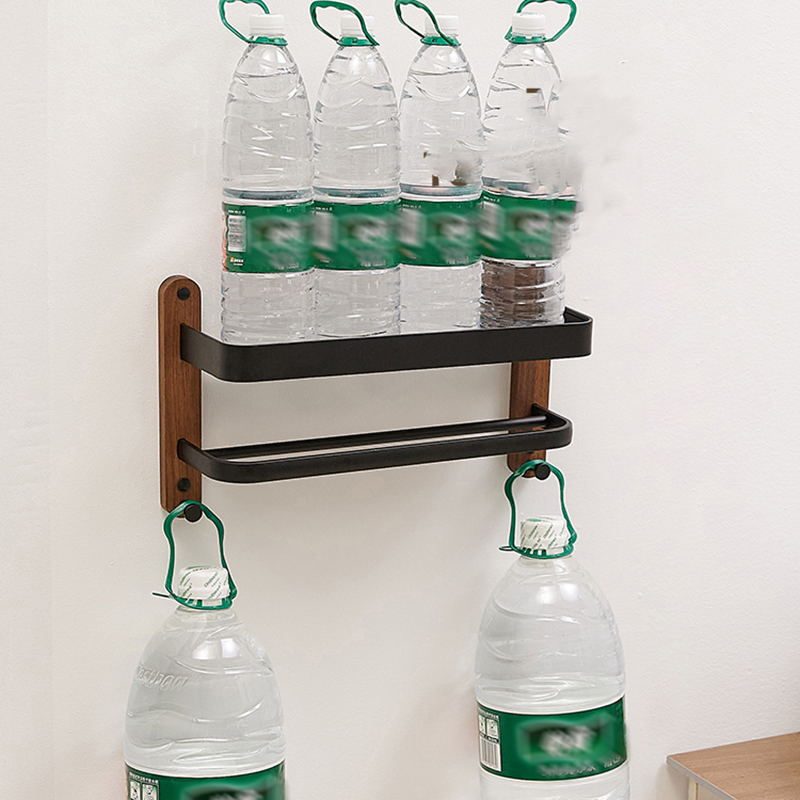 Estantes cuadrados, estante de almacenamiento de artículos de baño, estante de almacenamiento de cocina montado en la pared individual/doble, accesorios de baño de madera/aluminio