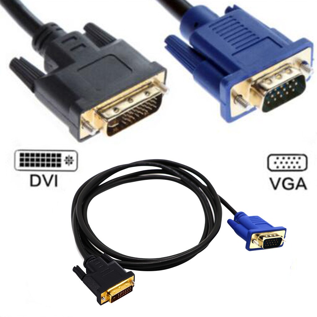 Dual Link Dvi-i Dvi To Vga D-sub Video Adapter Cable Converter Lead 1.5m Dvi To Vga Converter For Home Convenient Accessories: Default Title