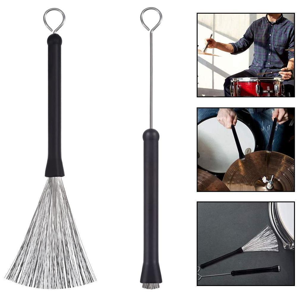 Metal Wire Drum Brushes Cleaning Tool Portable Jazz Musical Retractable Sticks Drum Stick Brush