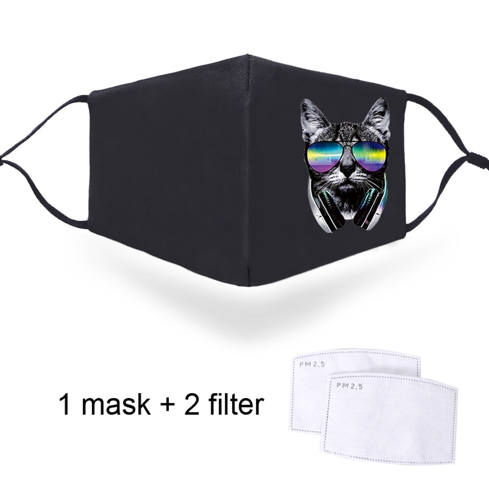 Máscaras de dibujos animados de con estampado Kawaii antipolvo para hombre y mujer, máscaras gruesas reutilizables y resistentes al viento de gran: A0035