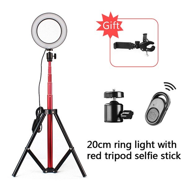 Anneau lumineux led 8 pouces pour xiaomi huawei, 5600k lampes à intensité variable, pour studio photo, téléphone, vidéo, avec 150cm trépieds et perches à selfie
