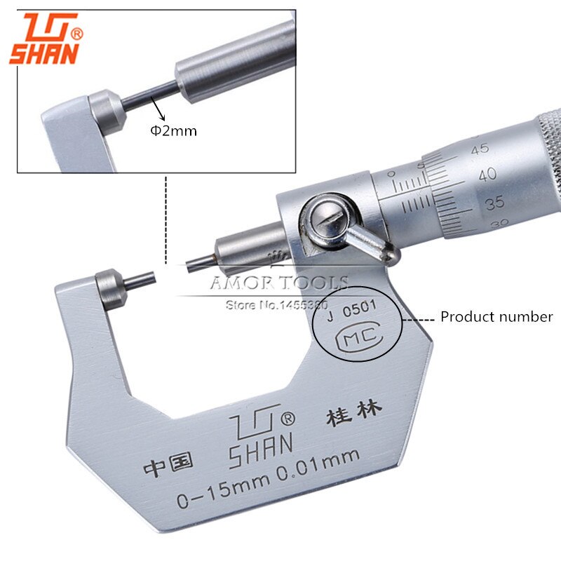 SHAN Mini Buiten Micrometer 0-15mm/0.01 Rvs 2mm Pr... – Vicedeal