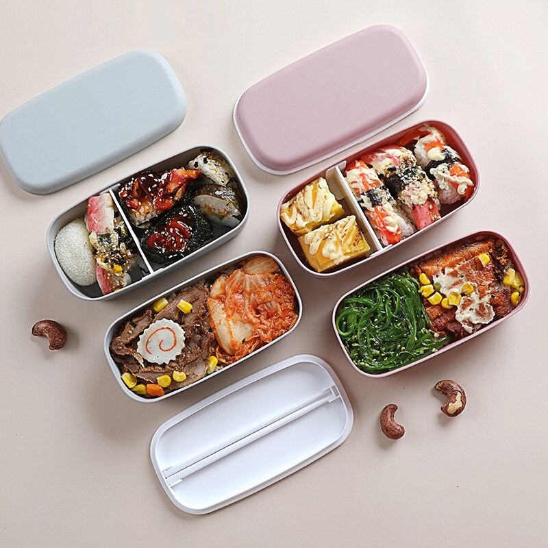 Lunchbox Bento Box Plastic Materiaal Voedsel Koelkast Vers Houden Doos Verzegelde Dubbele-Gelaagde Kinderen Dining Bar servies