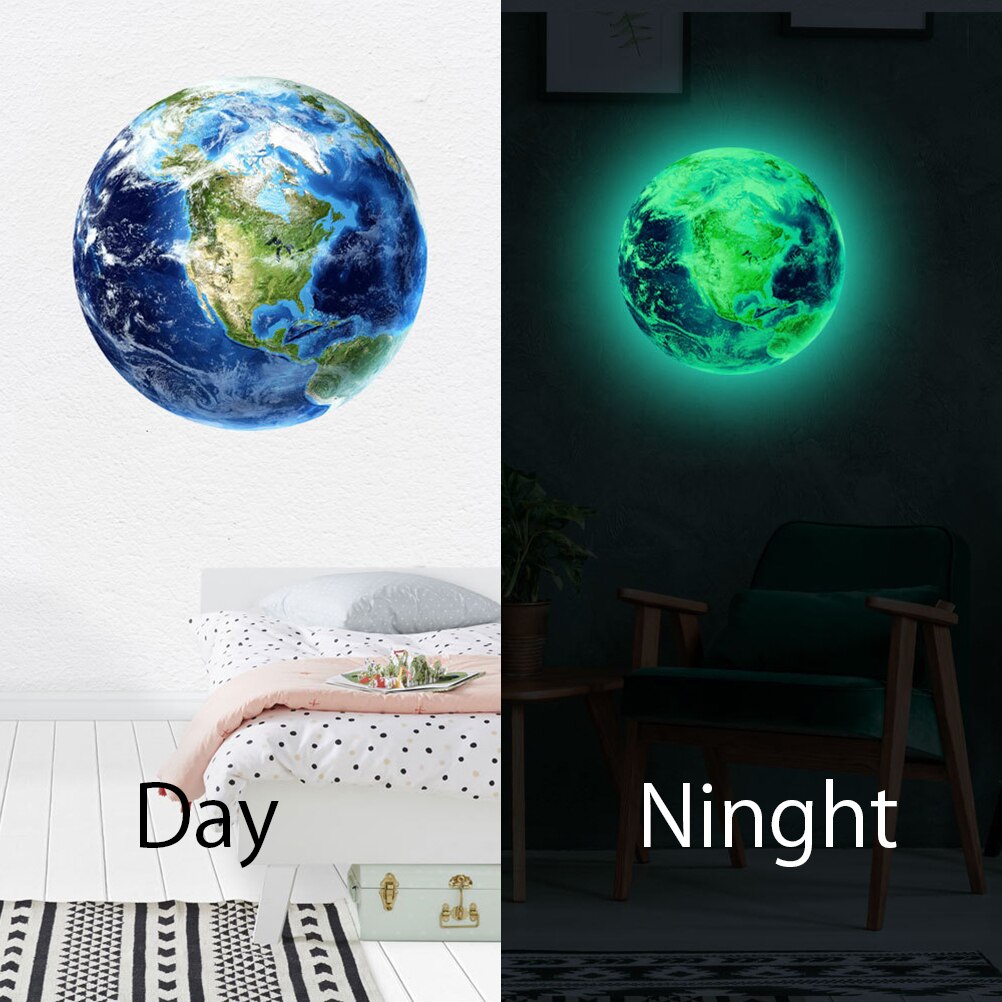 30cm Luminous Earth Glow Sticker Universe Planet Fluorescent Wall Stickers Glow In The Dark DIY Stickers Kids Bedroom Decoration: Colorful1