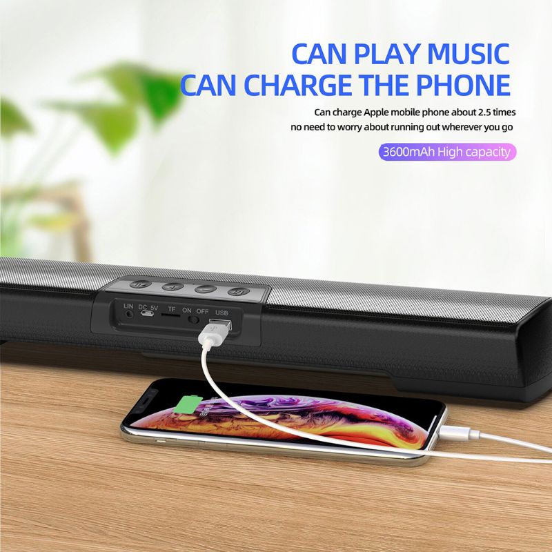 Wireless bluetooth 5,0 soundbar stereo speaker, powerful built-in storage battery, microphone, dual horn tv home speaker