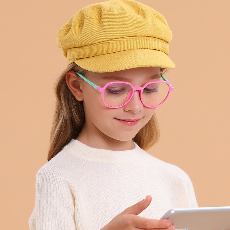 Kids Computer Gaming Glasses Flexible Big Oval Temple Girls Optical Eyeglasses Frame Full Rim TPEE Boys Spectacles Presc