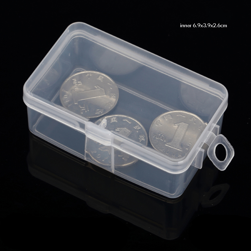Small Mini Rectangle Plastic Bead Storage Containers Box with Hinged Cover Lid for Beads, Jewelry, Earplugs, 7.3x4.3x2.9cm