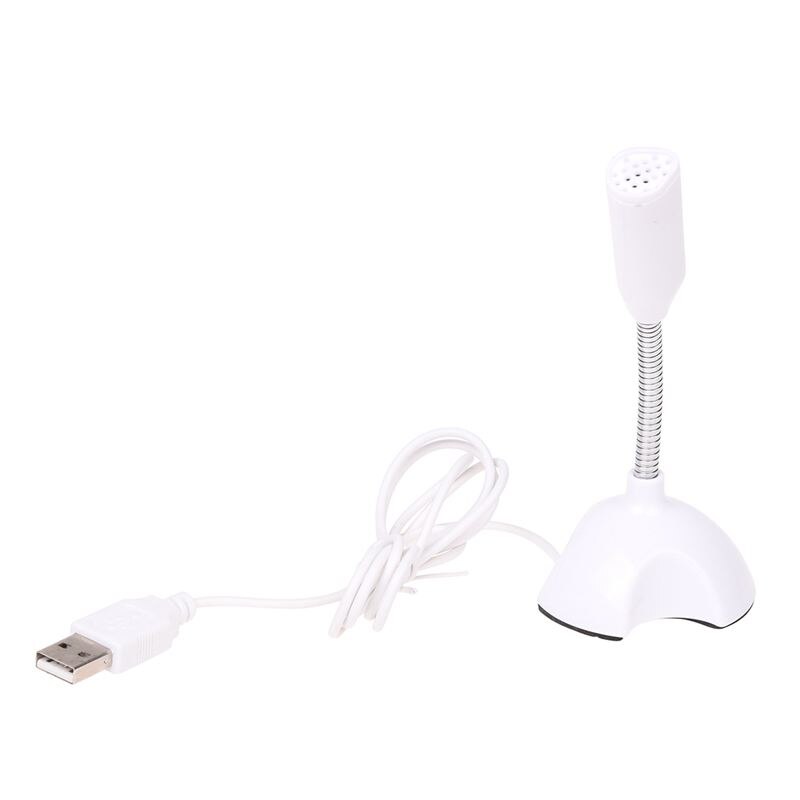 USB Microphone Web Flexible Noise Canceling Mic For Mac PC Computer Laptop Stand: White