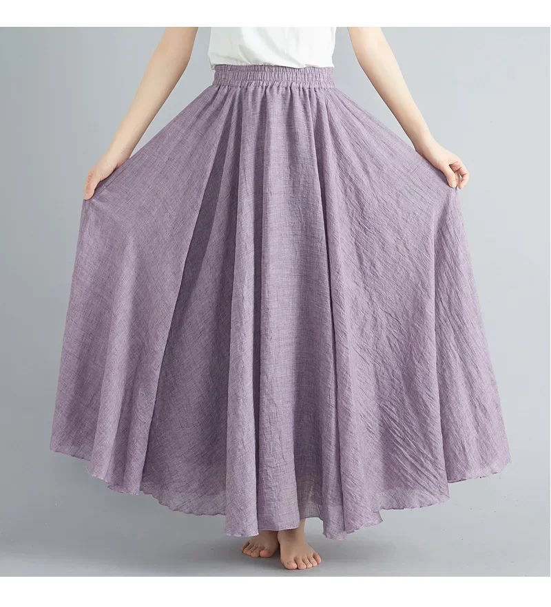 Clothes Women Clothing Skirts Vintage Y2k Streetwear Bohemian Cotton Linen Casual Vestido De Festa Long Skirt