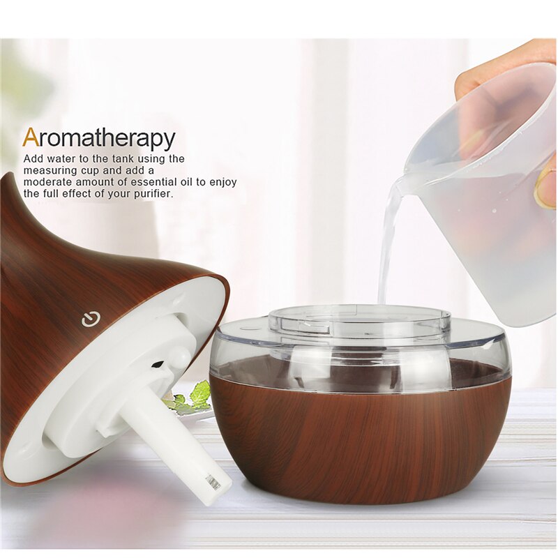 USB Wood Grain Essential Oil Diffuser 330ml Ultrasonic Humidifier Household Aroma Diffuser Aromatherapy Mist Maker with Light