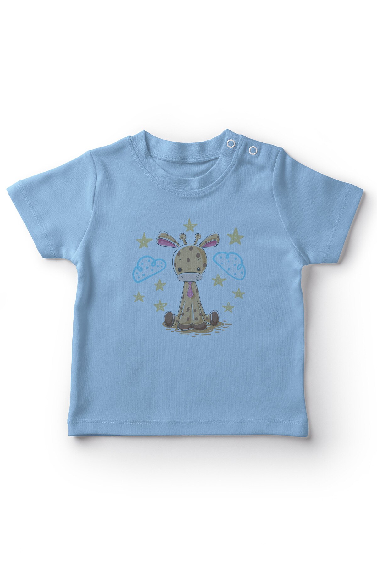 Angemiel Baby Nacht Zitten Met Tie Giraffe Jongens Baby T-shirt Blauw