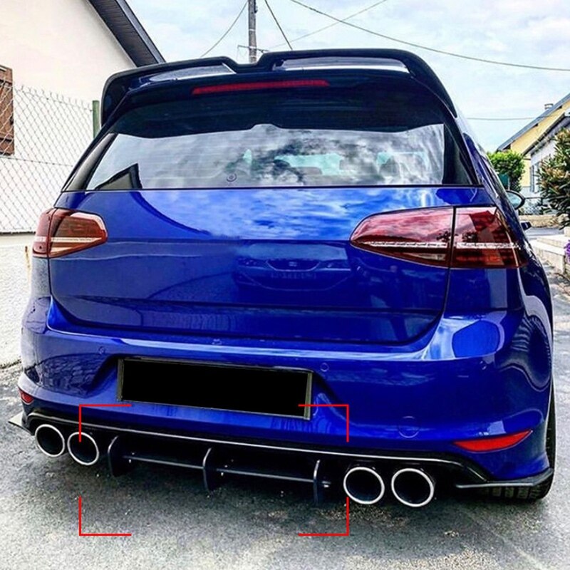 for Golf 7R Golf 7 R Glossy Black Rear Bumper Diffuser Splitter Spoiler ...