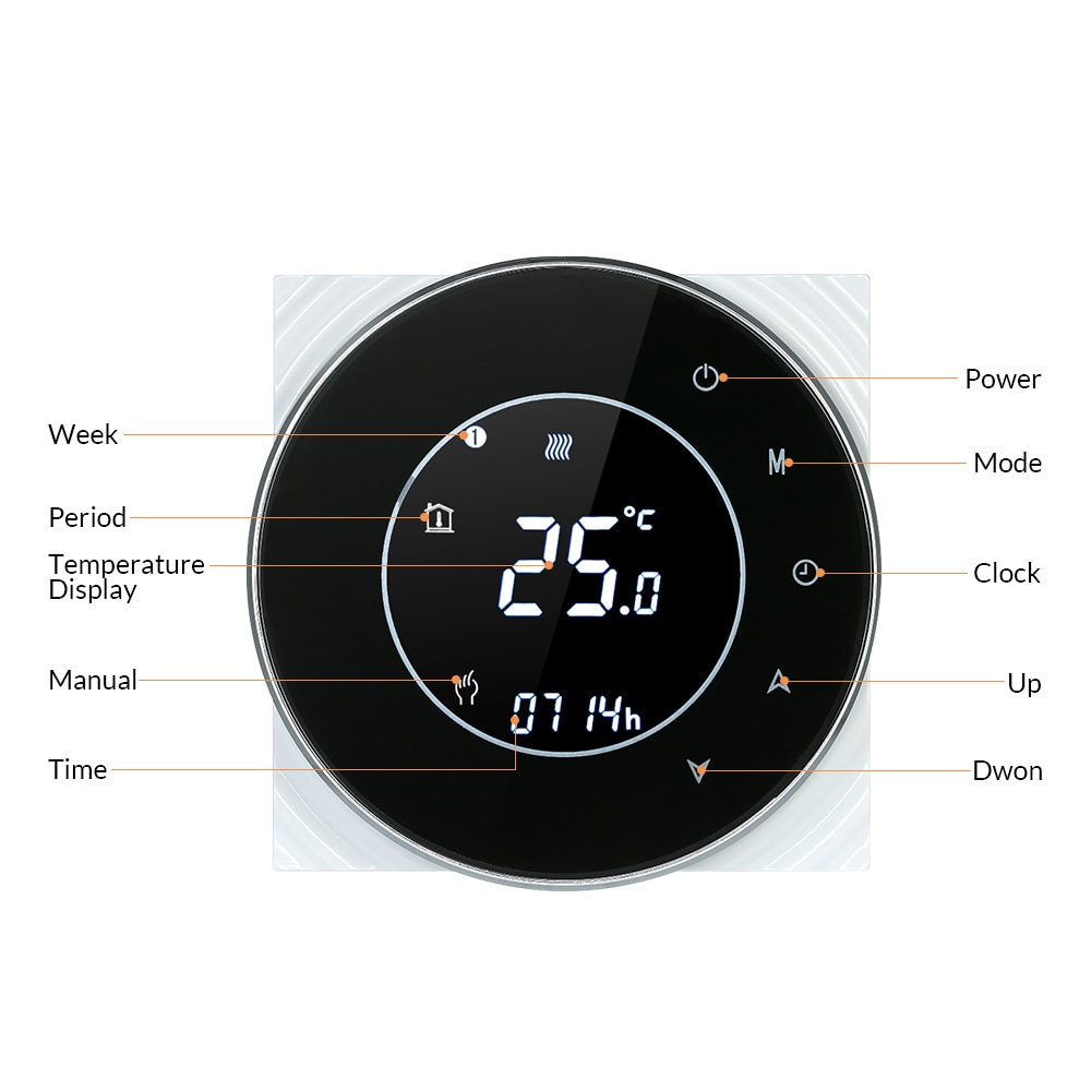 5A Programmable Water Heating Controller Temperature Regulator Thermostat Touchscreen LCD with Backlight Voice Control Function
