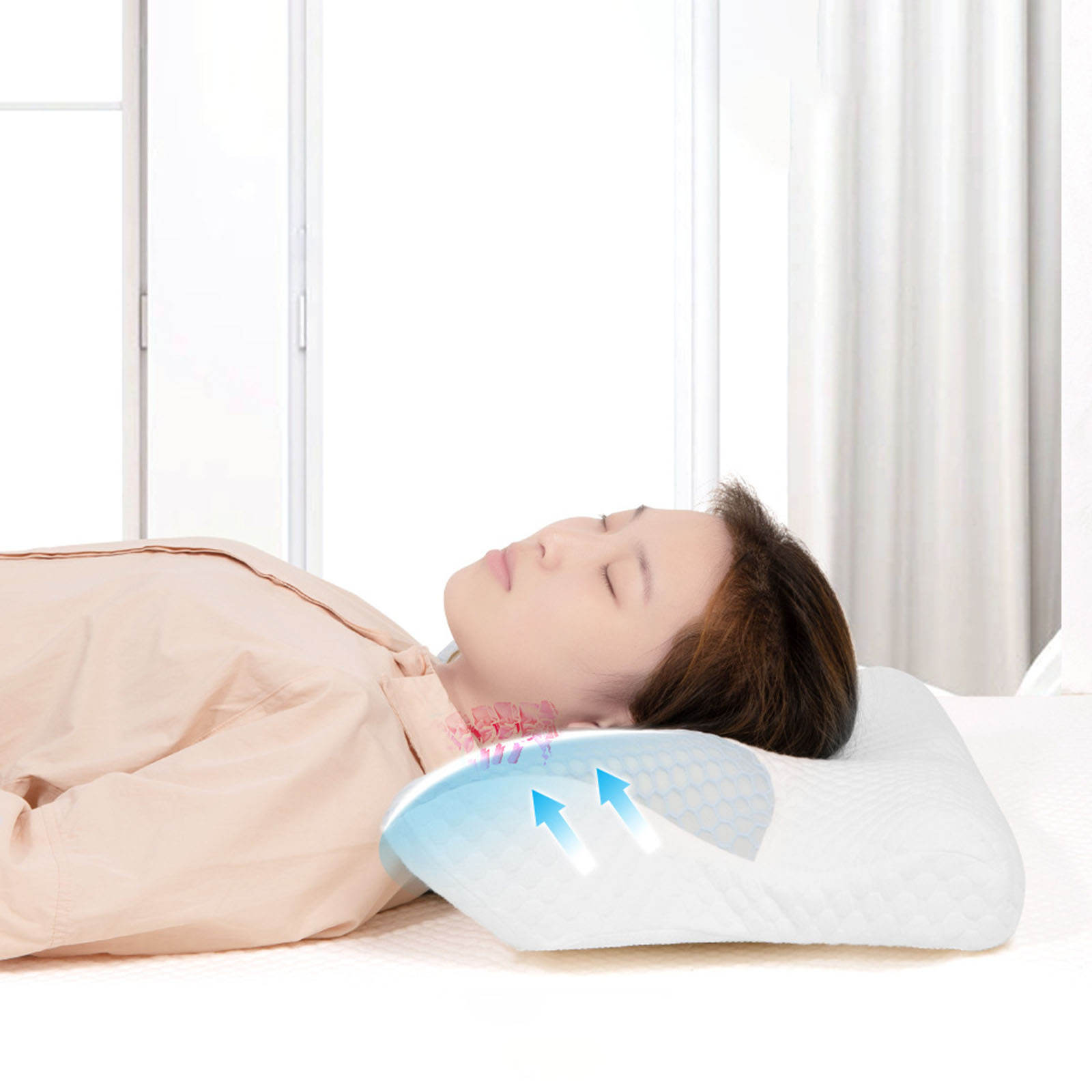 Cervical Memory Foam Pillow for Sleeping Orthopedic Neck Pillow with Contouring Neck Pain Ease for Side/Back/Stomach Sleeper