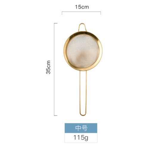 Kitchen Stainless Steel Strainer Cooking Oil Flour Filter Sifter Tea Strainer Rose Gold Colander Kitchen Tools Accessories 1PC: Medium gold