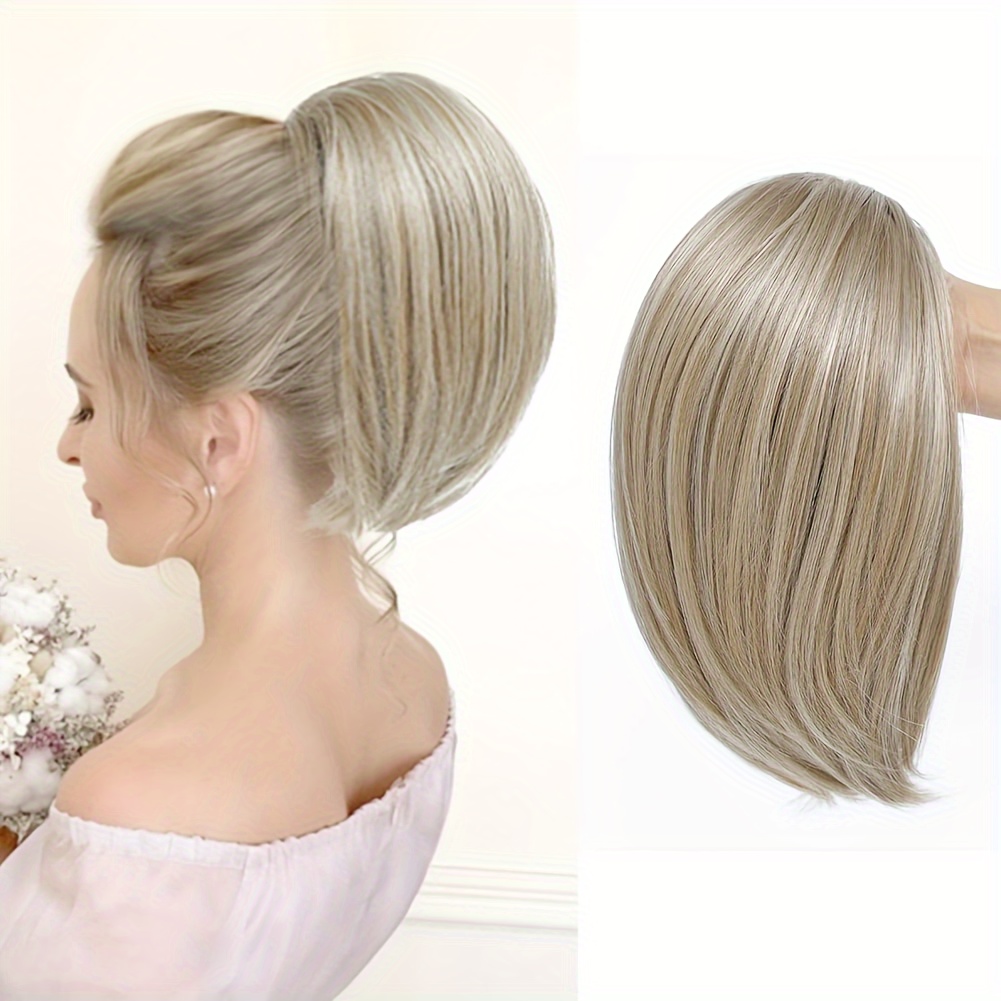 Postizo sintético de moño alto recto para mujer, extensión de cola de caballo con cordón , fácil de usar, moño de pelo de: #613