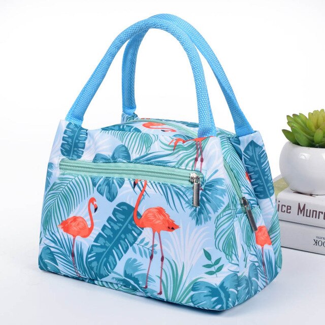 Flamingo Picnic Bags Women Lunch Box Portable Insulated Thermal Cooler Waterproof Zipper Beach Lunch Bag For Woman Student Kids: Flamingo
