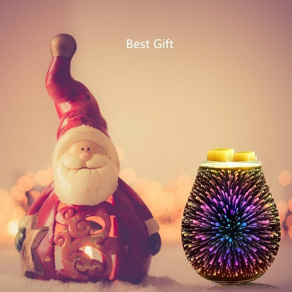 Essential Oil Diffuser Electric Candle Warmer Glass Tart Burner 3D Effect Night Light Wax Melt Warmer for Home Office Bedroom