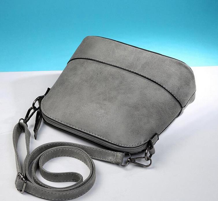 women's messenger bag scrub shell bag Nubuck Leather small crossbody bags over the shoulder women handbag: gray