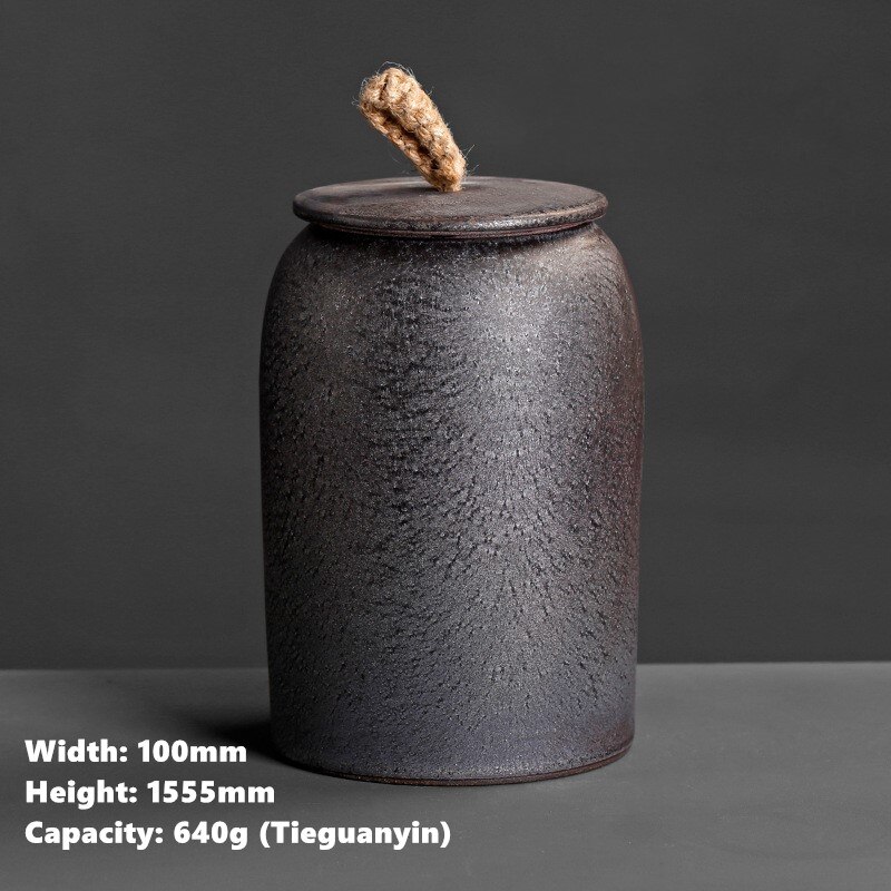 Stor vintage keramisk tebeholder testel groft keramik forseglet kande husholdnings tedåser te opbevaring te beholder te arrangør: Sølv rust glasur